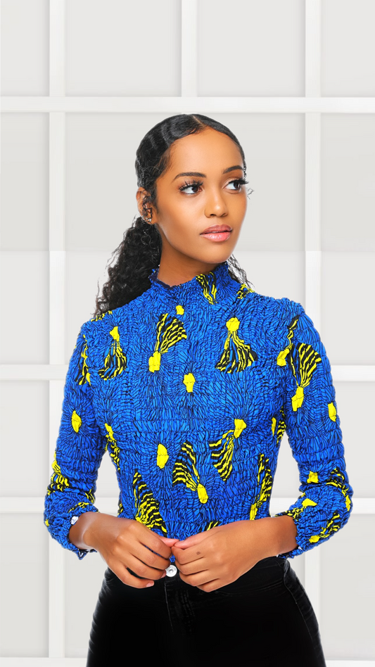 Binta African Print Turtleneck Top